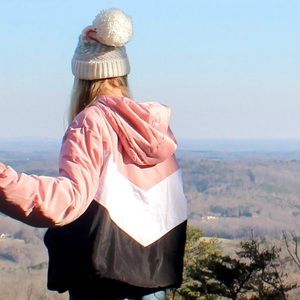 New Look Pink, Black, & White Chevron Winter Coat